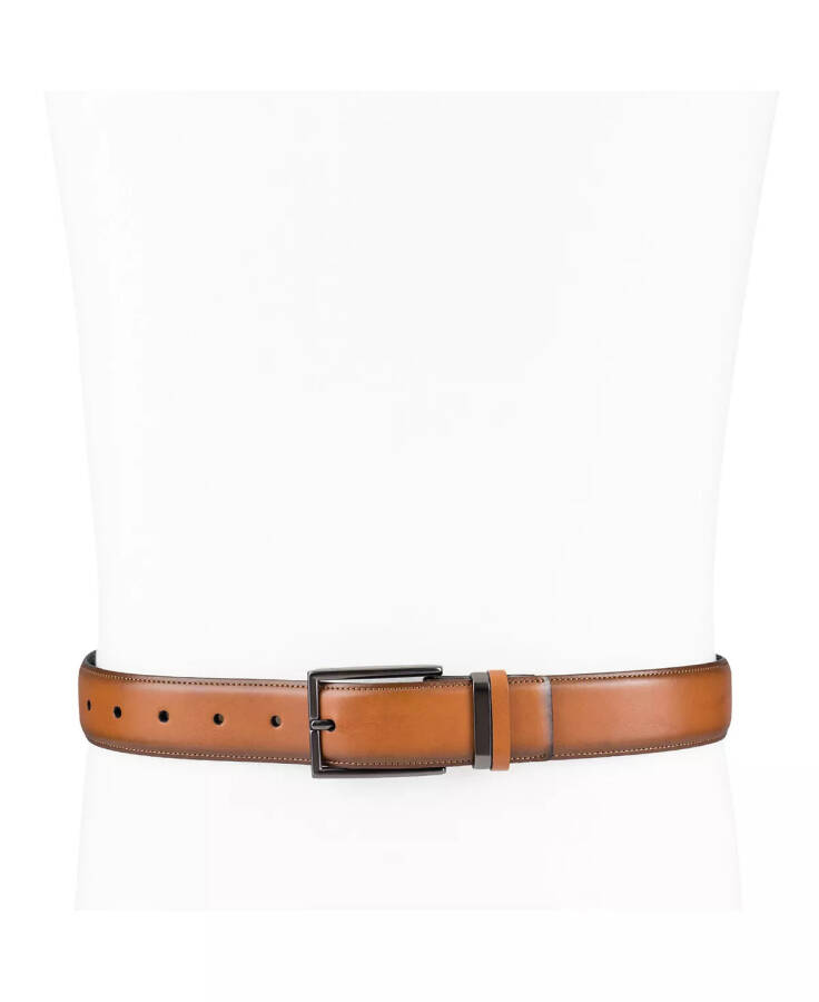 Men's Burnished Edge and Metal Loop Dress Belt, Created for Modazone Tan - 7