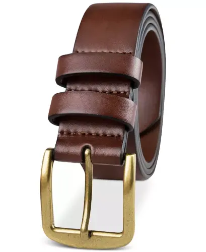 Men's Burnished-Edge Belt, Created for Modazone - Cognac - Club Room (1)