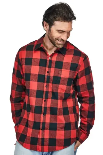 Men's Button Down Classic Fit Flannel Shirt - BRAVEMAN (1)