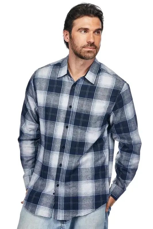 Men's Button Down Classic Fit Flannel Shirt - BRAVEMAN