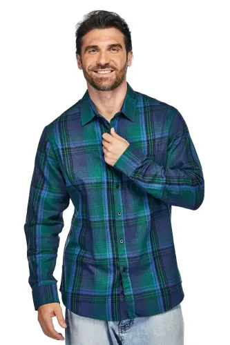 Men's Button Down Classic Fit Flannel Shirt - BRAVEMAN (1)