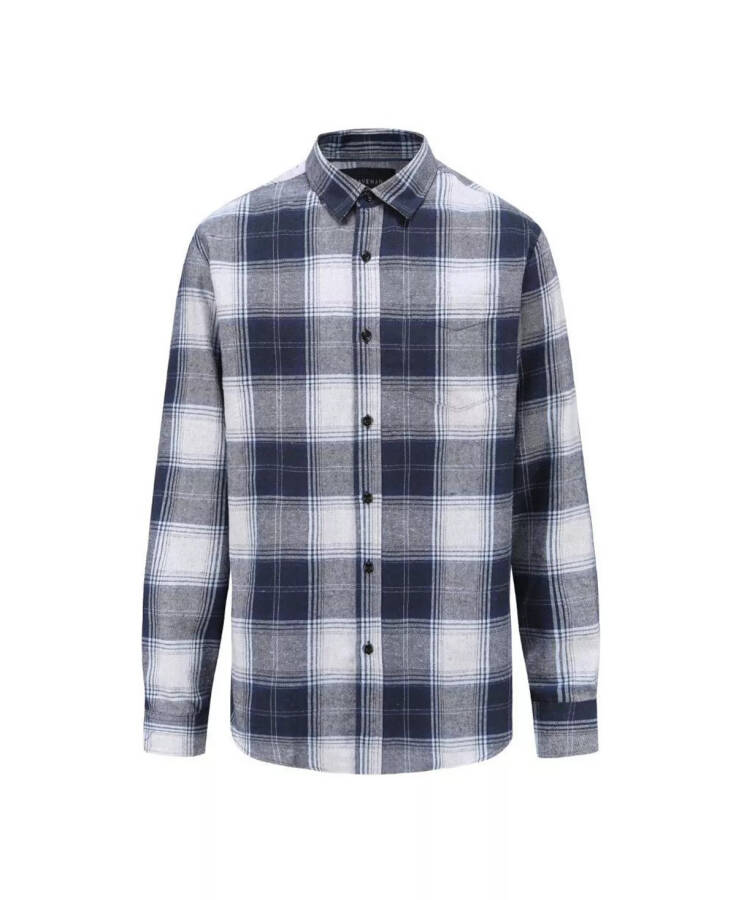 Men's Button Down Classic Fit Flannel Shirt Blue heather - 1