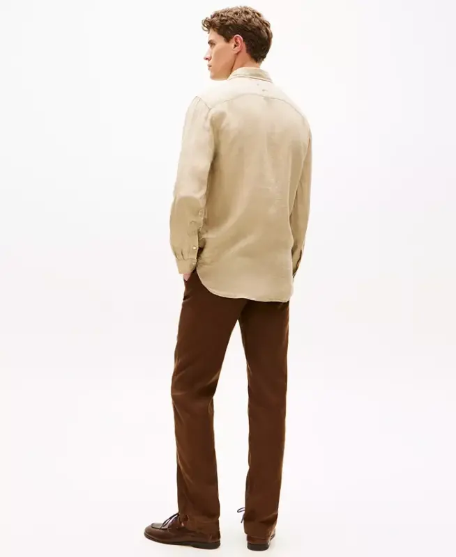 Men's Button-Down Long-Sleeve 100% Linen Shirt - Sandalwood - 2