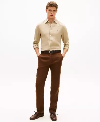 Men's Button-Down Long-Sleeve 100% Linen Shirt - Sandalwood - 4