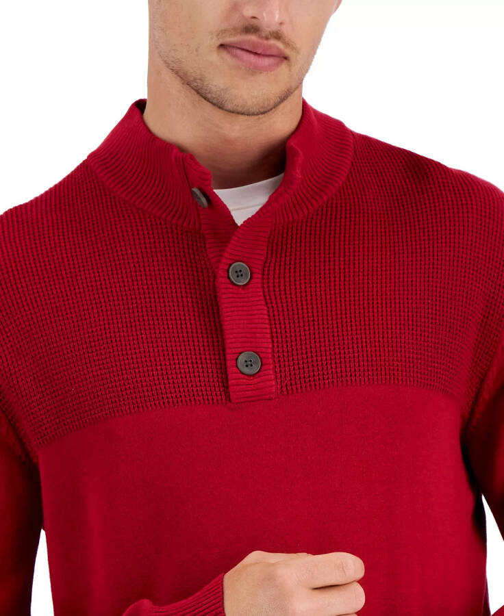 Men's Button Mock Neck Sweater, Created for Modazone Fire Burst - 3