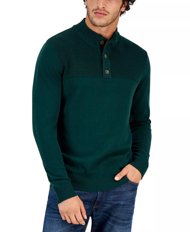 Men's Button Mock Neck Sweater, Created for Modazone Pine Grove - 1