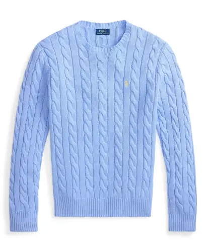 Men's Cable-Knit Cotton Sweater - Austin Blue - 5