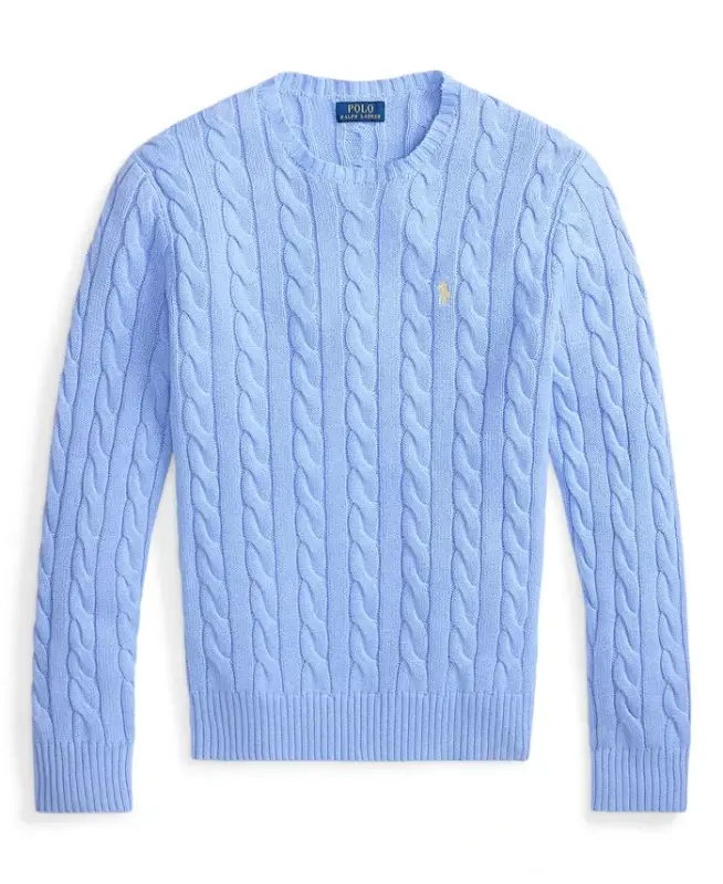 Men's Cable-Knit Cotton Sweater - Austin Blue - 5