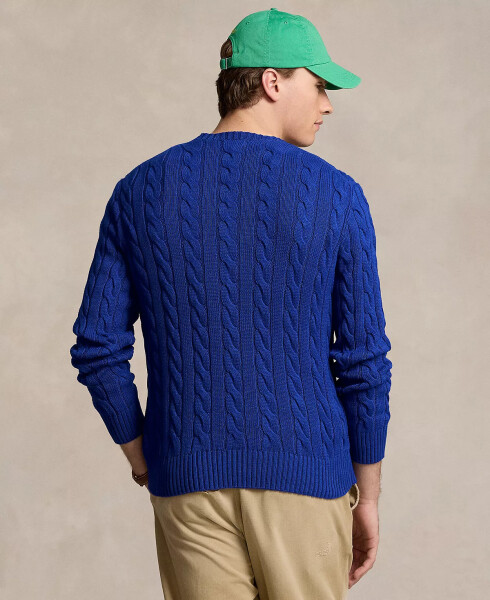 Men's Cable-Knit Cotton Sweater Blue - 2