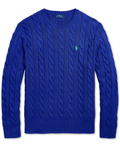 Men's Cable-Knit Cotton Sweater Blue - 5