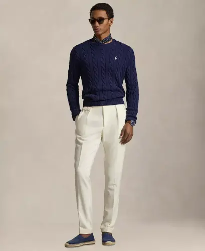 Men's Cable-Knit Cotton Sweater - Bright Navy - POLO RALPH LAUREN (1)