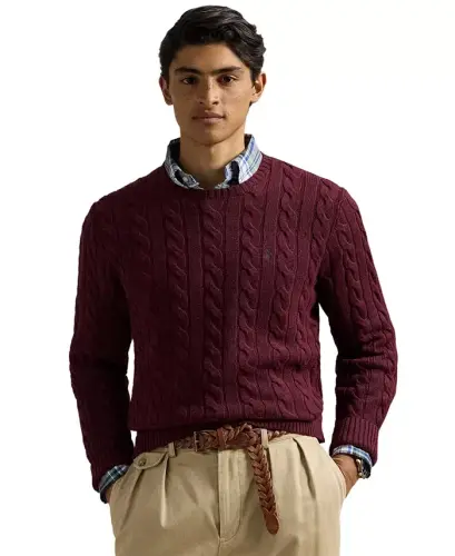 Men's Cable-Knit Cotton Sweater - Garden Trail Heather - POLO RALPH LAUREN (1)