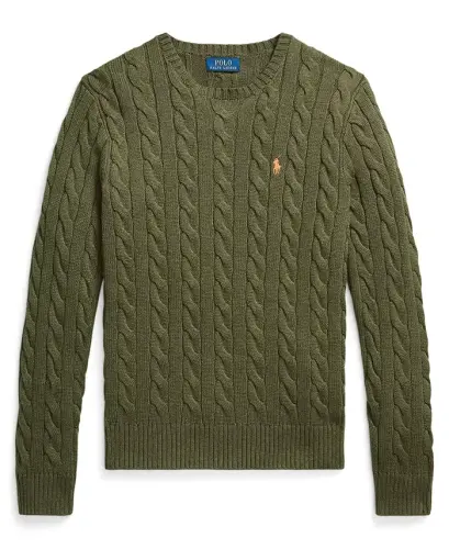 Men's Cable-Knit Cotton Sweater - Garden Trail Heather - 5