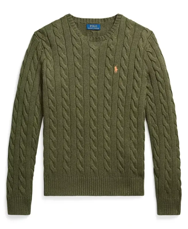 Men's Cable-Knit Cotton Sweater - Garden Trail Heather - 5