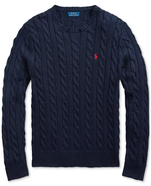 Men's Cable-Knit Cotton Sweater Hunter Navy - 5