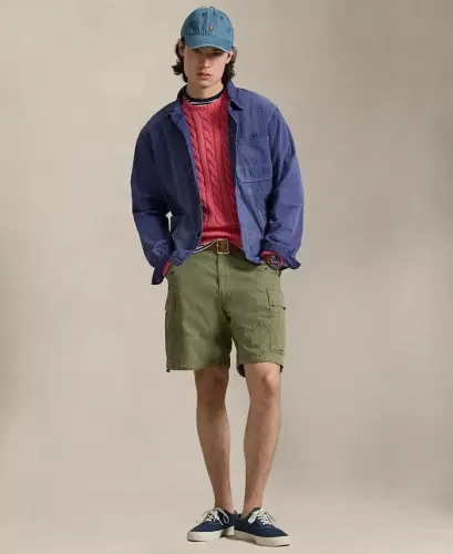 Men's Cable-Knit Cotton Sweater - Pale Red - 2