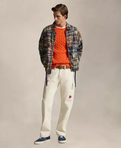 Men's Cable-Knit Cotton Sweater - Sailing Orange - POLO RALPH LAUREN (1)