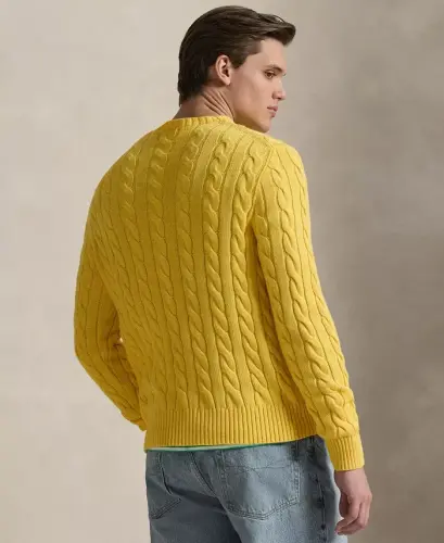 Men's Cable-Knit Cotton Sweater - Sunfish Yellow - 4