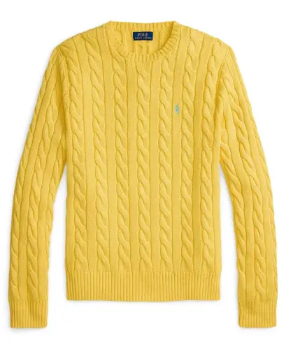 Men's Cable-Knit Cotton Sweater - Sunfish Yellow - 5