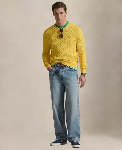 Men's Cable-Knit Cotton Sweater - Sunfish Yellow - POLO RALPH LAUREN (1)