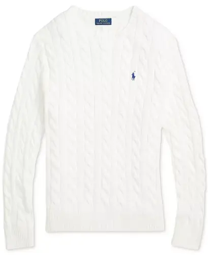 Men's Cable-Knit Cotton Sweater - White - 5