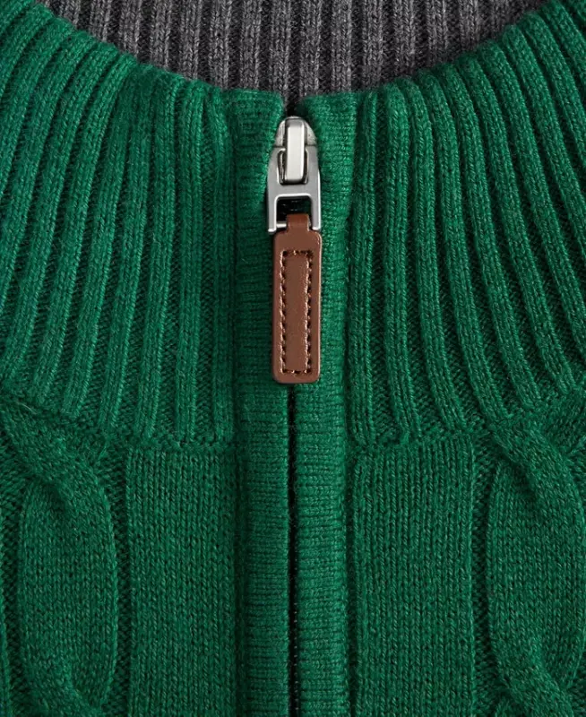 Men's Cable Knit Quarter-Zip Cotton Sweater, Created for Modazone - 3