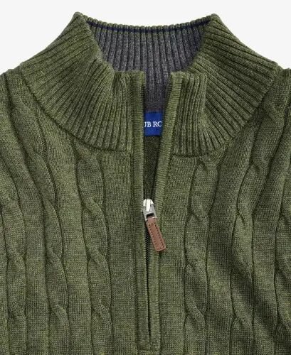 Men's Cable Knit Quarter-Zip Sweater, Modazone Exclusive - Bks Olive Hthr - CLUB ROOM (1)