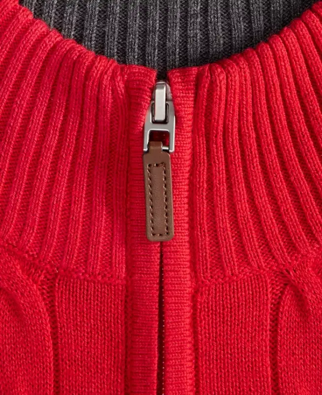Men's Cable Knit Quarter-Zip Sweater, Modazone Exclusive - Fire - 3