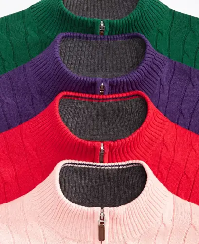 Men's Cable Knit Quarter-Zip Sweater, Modazone Exclusive - Navy Blue - CLUB ROOM (1)