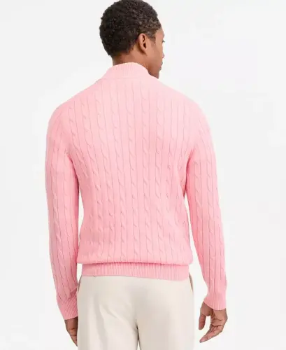 Men's Cable Knit Quarter-Zip Sweater, Modazone Exclusive - Sea Haze 