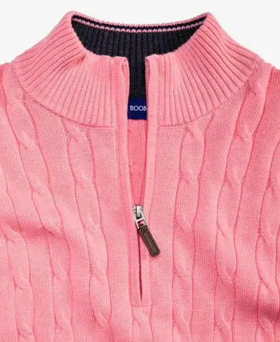 Men's Cable Knit Quarter-Zip Sweater, Modazone Exclusive - Winter Ivory - 3