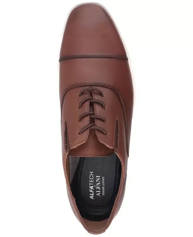Men's Calloway Leather Lace-Up Cap-Toe Sneakers, Exclusively at Modazone-Moroccan Brown Leather - 4