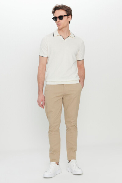 Men's Camel Cotton Slim Fit Tapered Side Pocket Stretch Casual Pants - 3