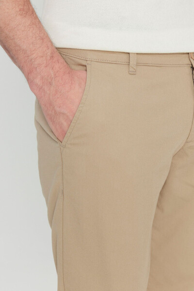 Men's Camel Cotton Slim Fit Tapered Side Pocket Stretch Casual Pants - 4