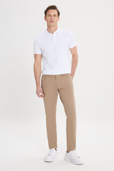 Men's Camel Slim Fit Skinny 5 Pocket Cotton Canvas Stretch Chino Pants - 11