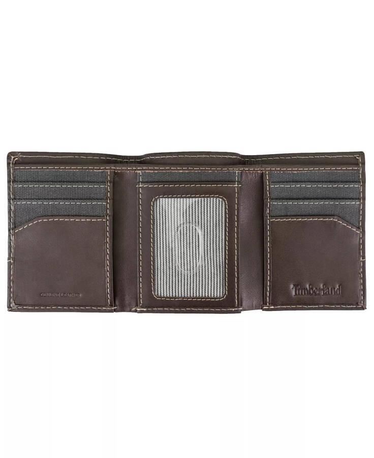 Men's Canvas Trifold Leather Wallet Grey - 3