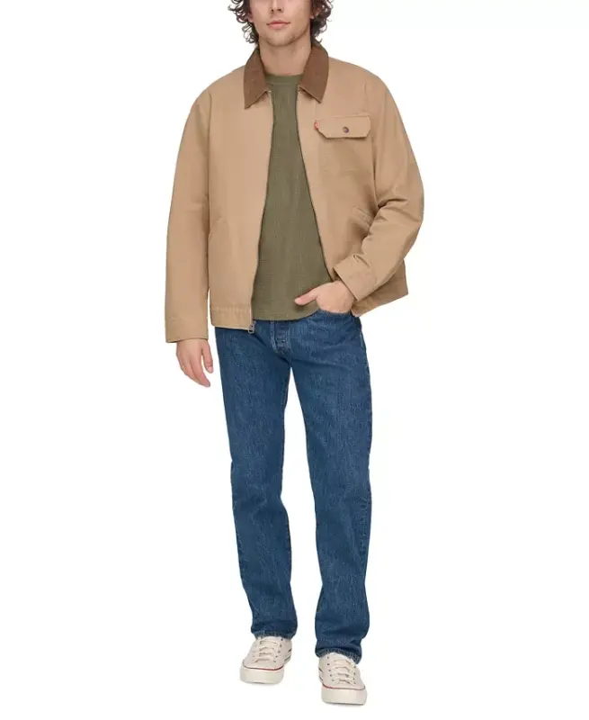Men's Canvas Utility Jacket-Tan - 4