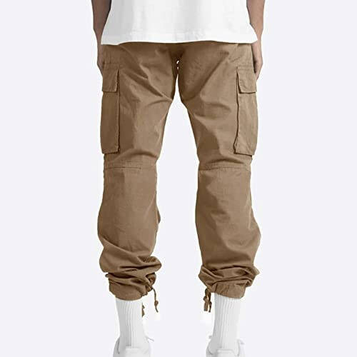 Mens Cargo Pants Casual Hiking Lounge Pants Elastic Joggers Athletic Pants Loose Straight Sweatpants with Pockets - 4