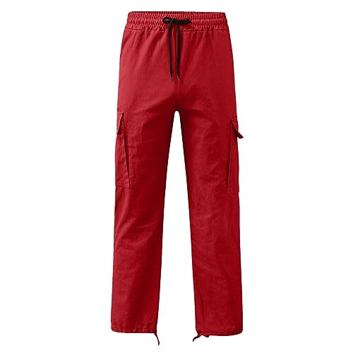 Mens Cargo Pants Relaxed Fit Outdoor Lightweight Travel Pants for Men Parachute Pants Beach Pants with Pockets - 3