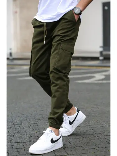 Men's Cargo Pocket Khaki Pants 5447-Khaki - 1