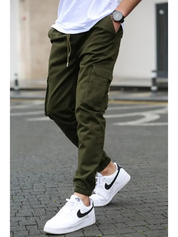 Men's Cargo Pocket Khaki Pants 5447-Khaki - 1
