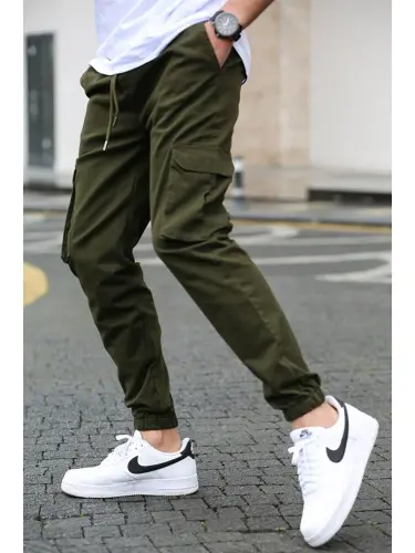 Men's Cargo Pocket Khaki Pants 5447-Khaki - 3