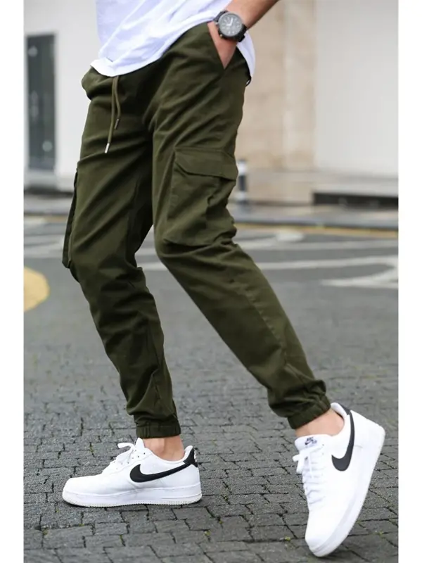 Men's Cargo Pocket Khaki Pants 5447-Khaki - 3