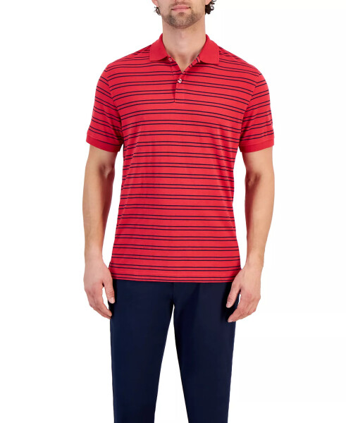 Men's Carter Novelty Interlock Striped Short Sleeve Polo Shirt, Created for Modazone Red Combo - 4