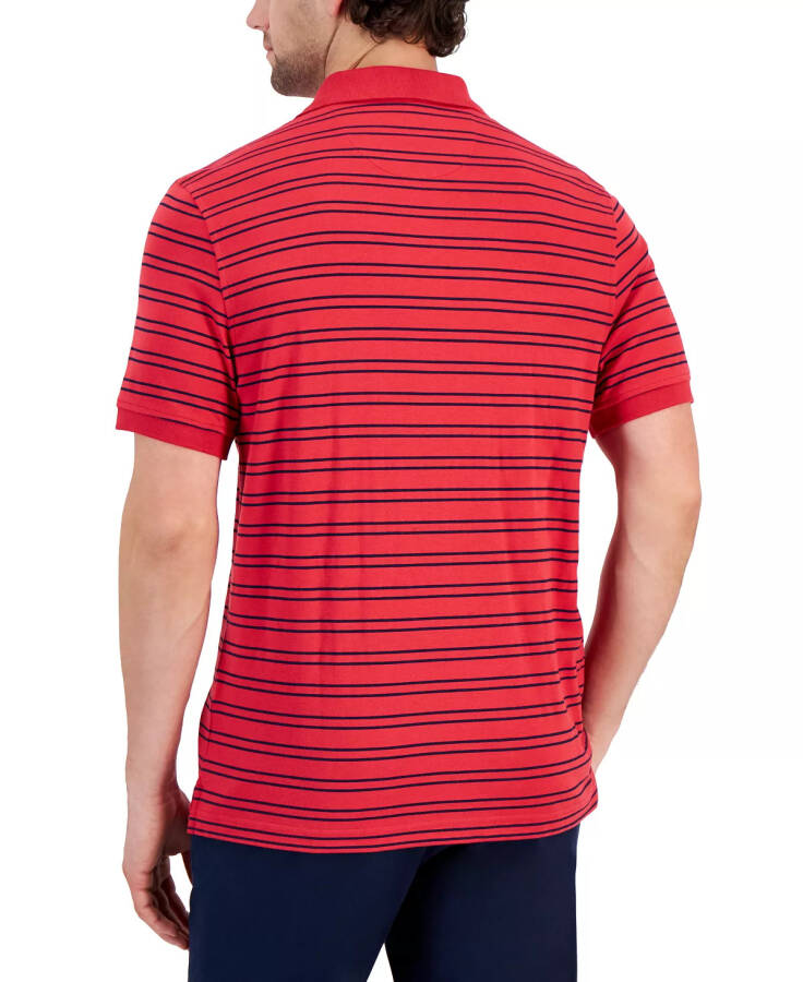 Men's Carter Novelty Interlock Striped Short Sleeve Polo Shirt, Created for Modazone Red Combo - 5