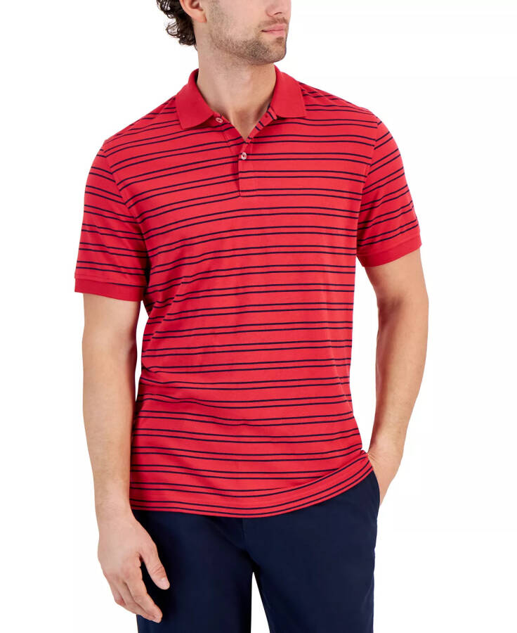 Men's Carter Novelty Interlock Striped Short Sleeve Polo Shirt, Created for Modazone Red Combo - 6