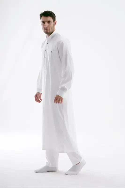 Men's Cellabiye Thobe Hajj and Umrah-White - 4