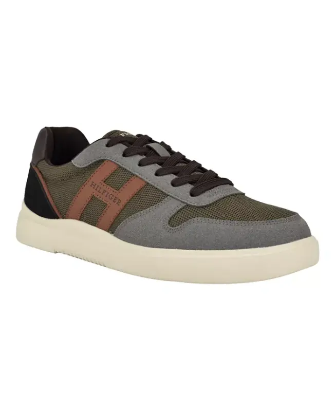 Men's Cetus Casual Lace Up Sneakers-Grey/Ivory Green Multi - TOMMY HILFIGER