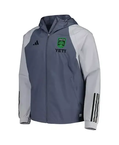 Men's Charcoal Austin FC All-Weather Raglan Hoodie Full-Zip Jacket-Charcoal - ADIDAS (1)
