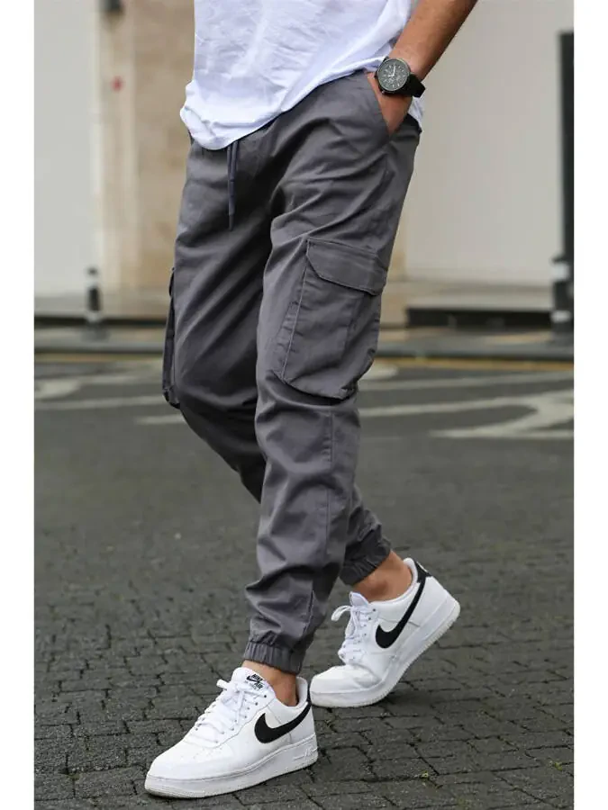 Men's Charcoal Cargo Pocket Pants 5447 - 1